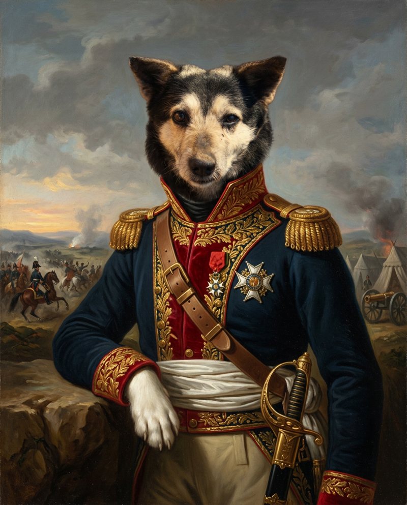 Voorbeeldportret in de stijl Napoleon