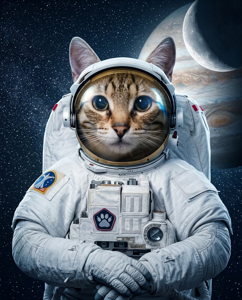 Voorbeeldportret in de stijl Astronaut