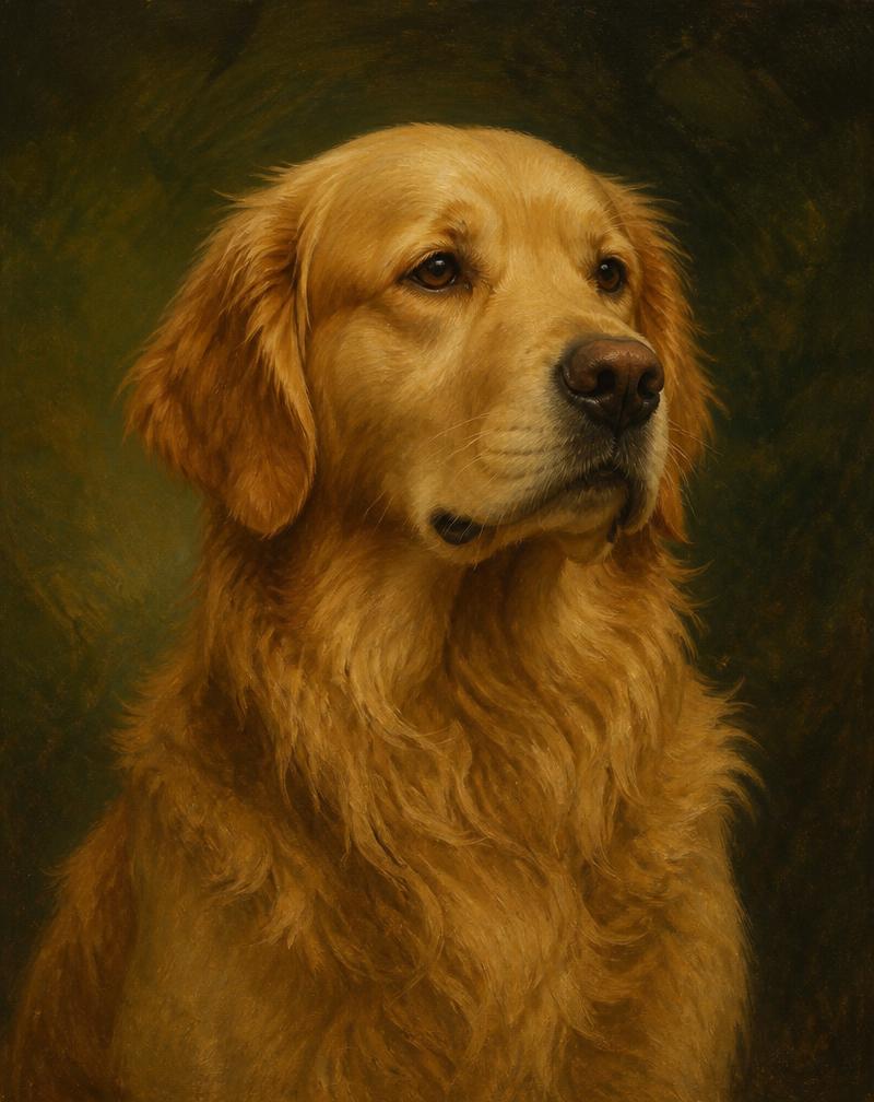 Afgerond dierenportret van Nova in de stijl Klassiek olieverf