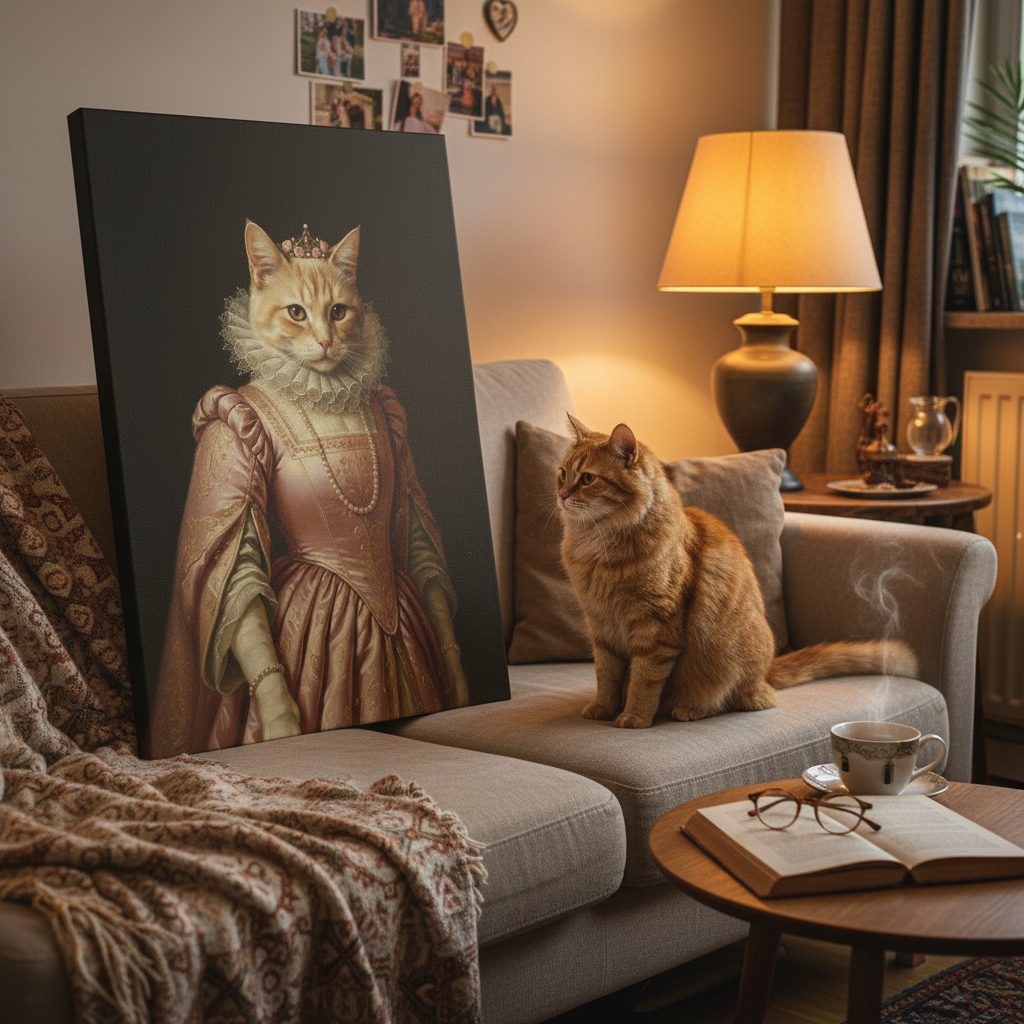 Haar Majesteit - gepersonaliseerde Dierenportret (Canvas)