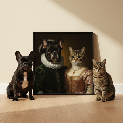 Noble Duo – Koninklijk Portret van Jouw Twee Huisdieren (Poster)