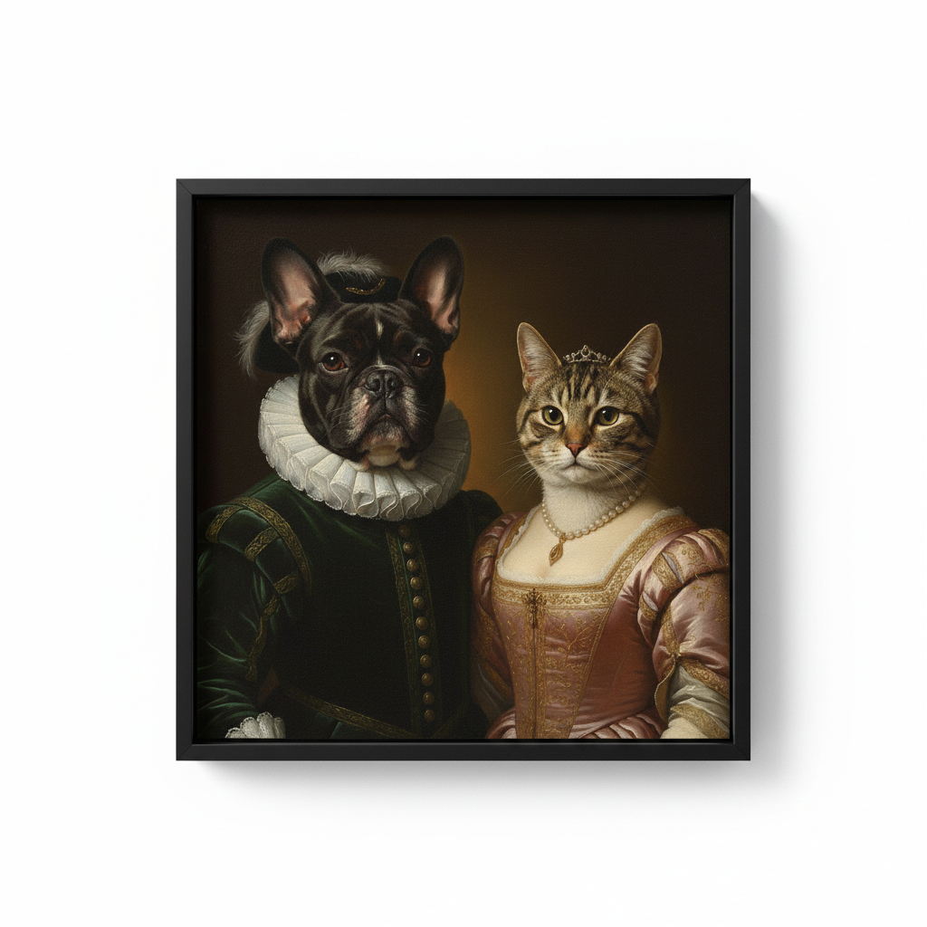 Noble Duo – Koninklijk Portret van Jouw Twee Huisdieren (Poster)