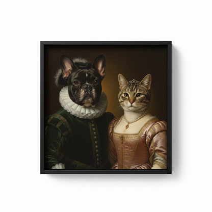 Noble Duo – Koninklijk Portret van Jouw Twee Huisdieren (Poster)